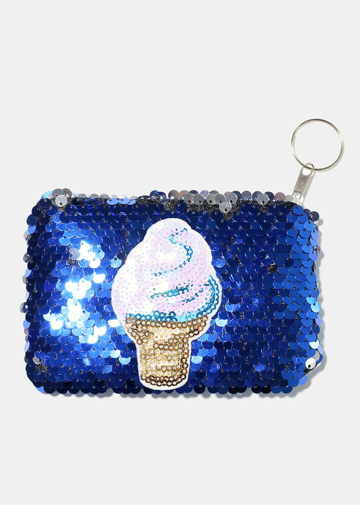 Sequin Coin Pouch Blue ACCESSORIES - Shop Miss A