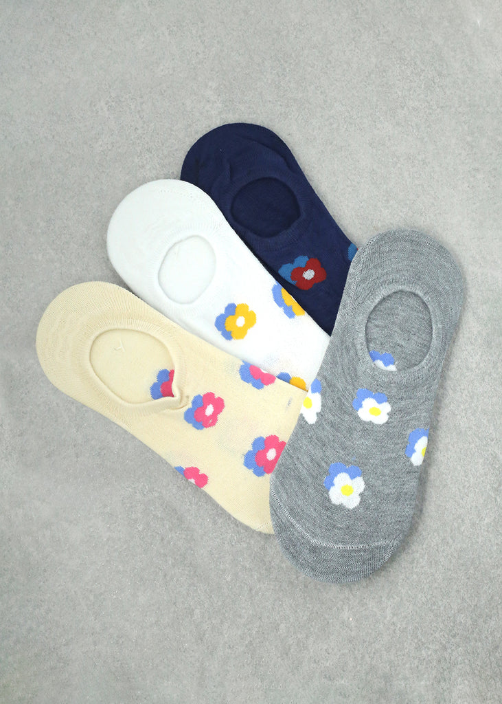 Flower Print No Show Socks  ACCESSORIES - Shop Miss A