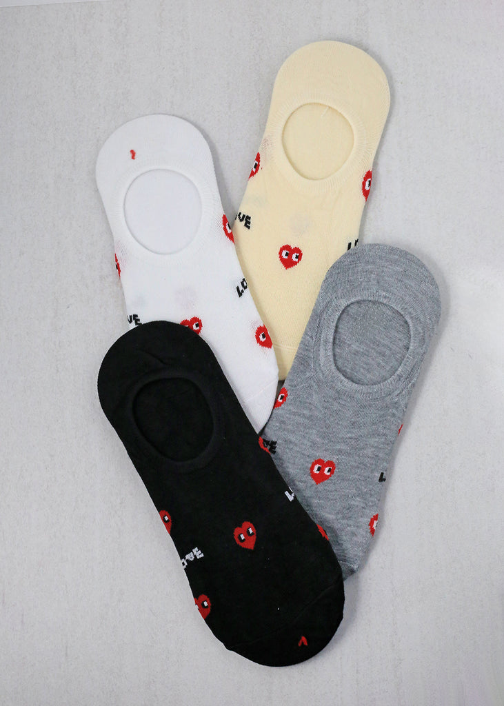 Heart/Love Print No Show Socks  ACCESSORIES - Shop Miss A