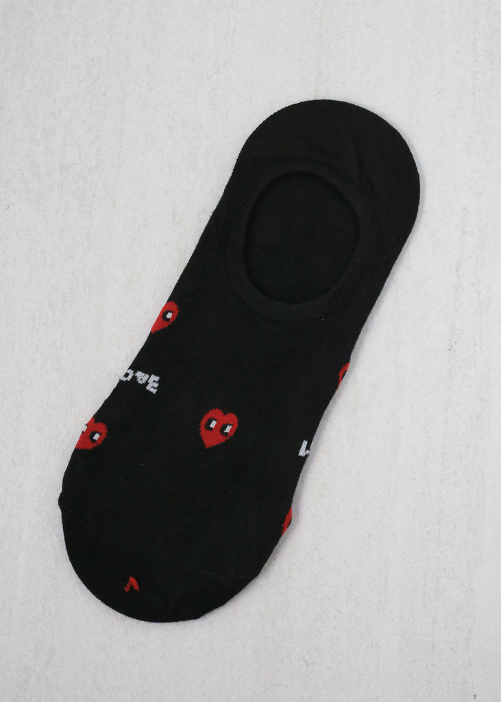 Heart/Love Print No Show Socks Black ACCESSORIES - Shop Miss A