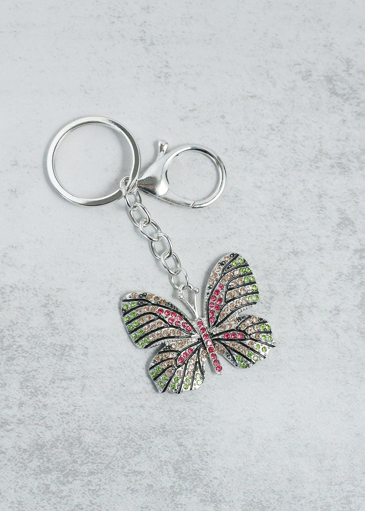 Cute Butterfly Keychain Silver/Pink ACCESSORIES - Shop Miss A