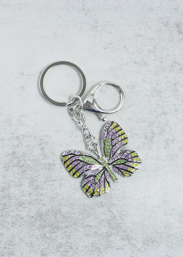 Cute Butterfly Keychain Silver/Green ACCESSORIES - Shop Miss A