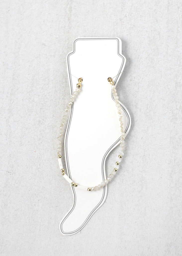 Beaded Anklet White JEWELRY - Shop Miss A