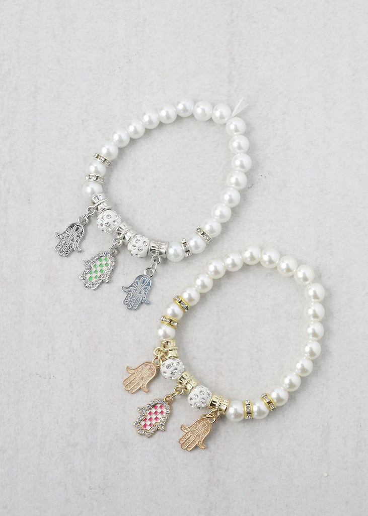 Pearl + Hamsa Hand Bracelet  JEWELRY - Shop Miss A