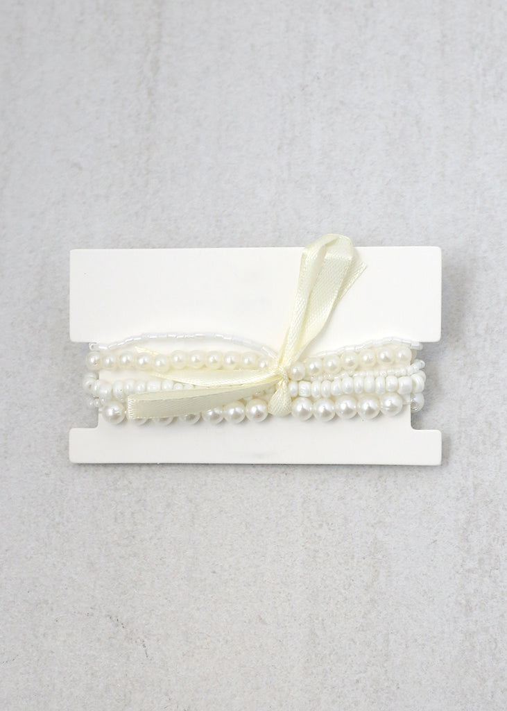 Pearl & Beads Bracelet White JEWELRY - Shop Miss A