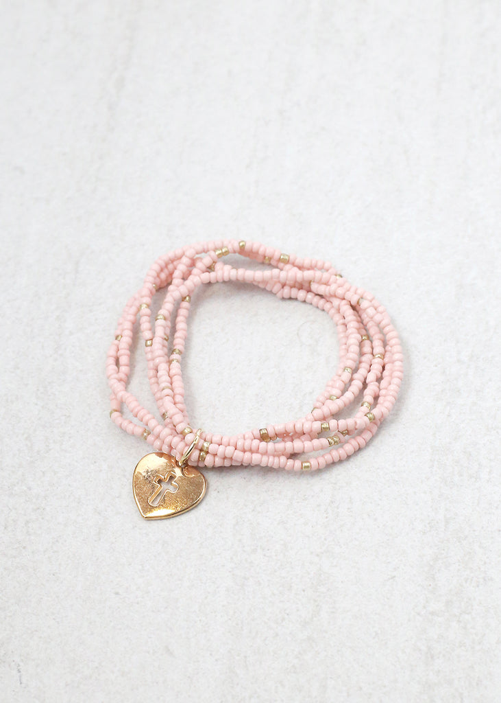 Heart & Cross Beaded Bracelet  JEWELRY - Shop Miss A