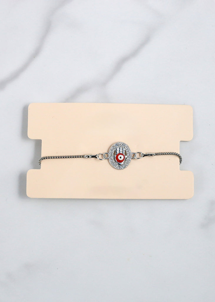 Hamsa Hand Bracelet Silver/Red JEWELRY - Shop Miss A