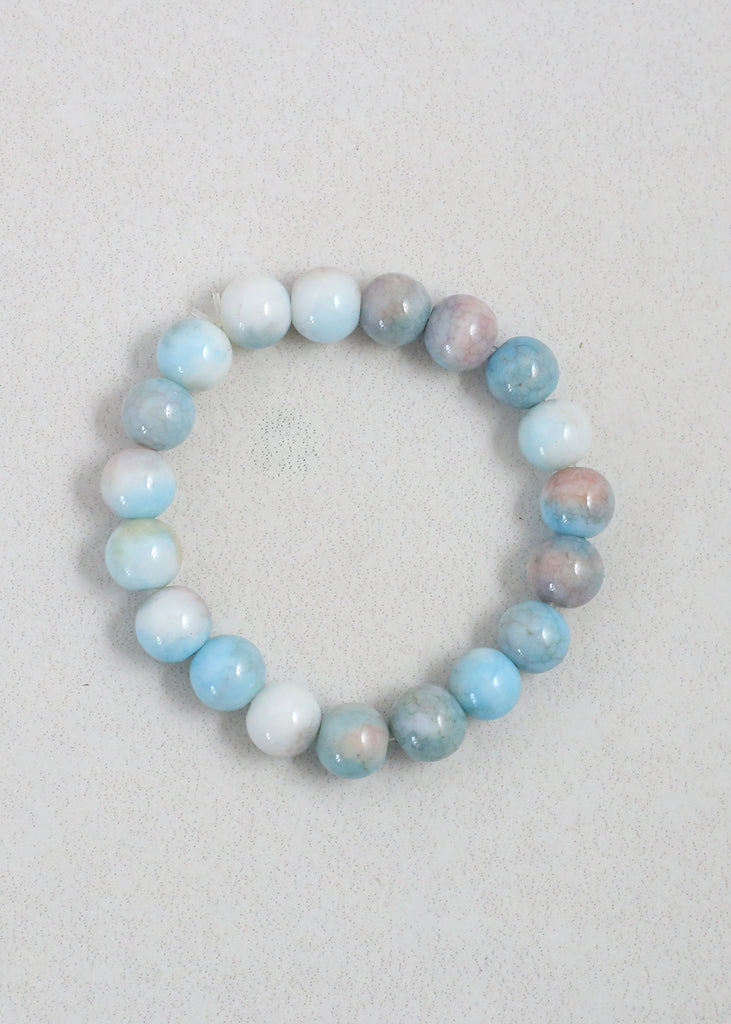 Marble Beaded Bracelet Blue JEWELRY - Shop Miss A