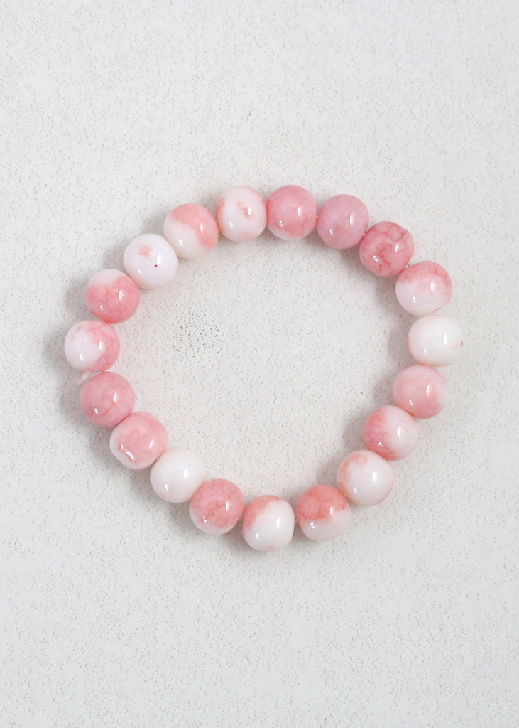 Marble Beaded Bracelet Pink JEWELRY - Shop Miss A