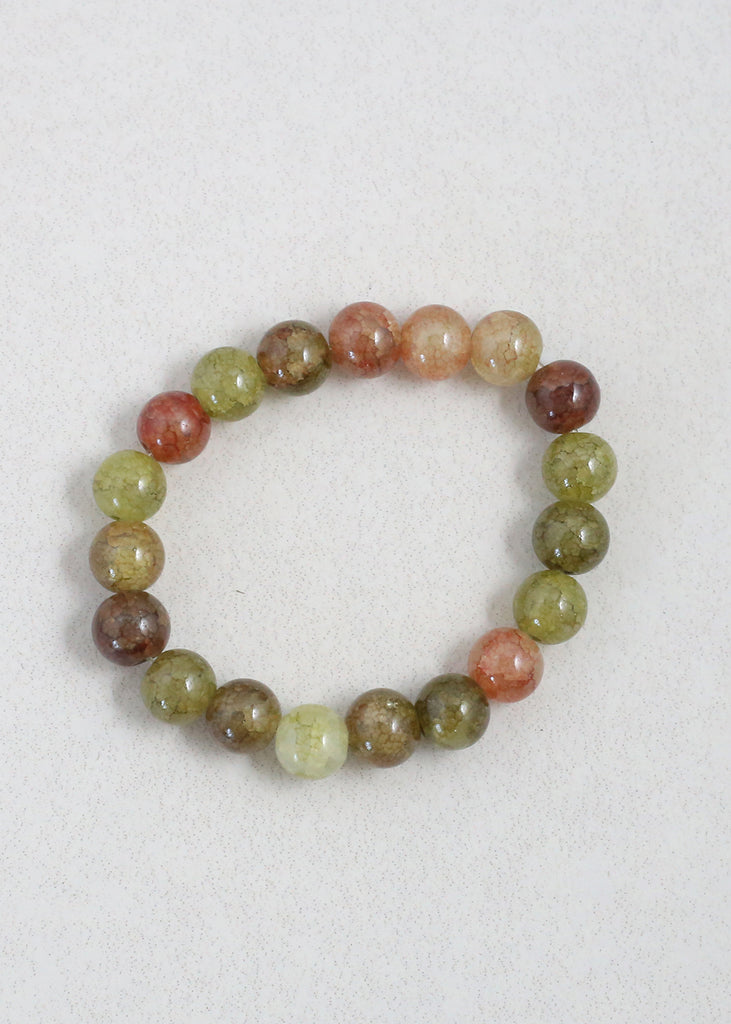 Marble Beaded Bracelet Olive Green JEWELRY - Shop Miss A