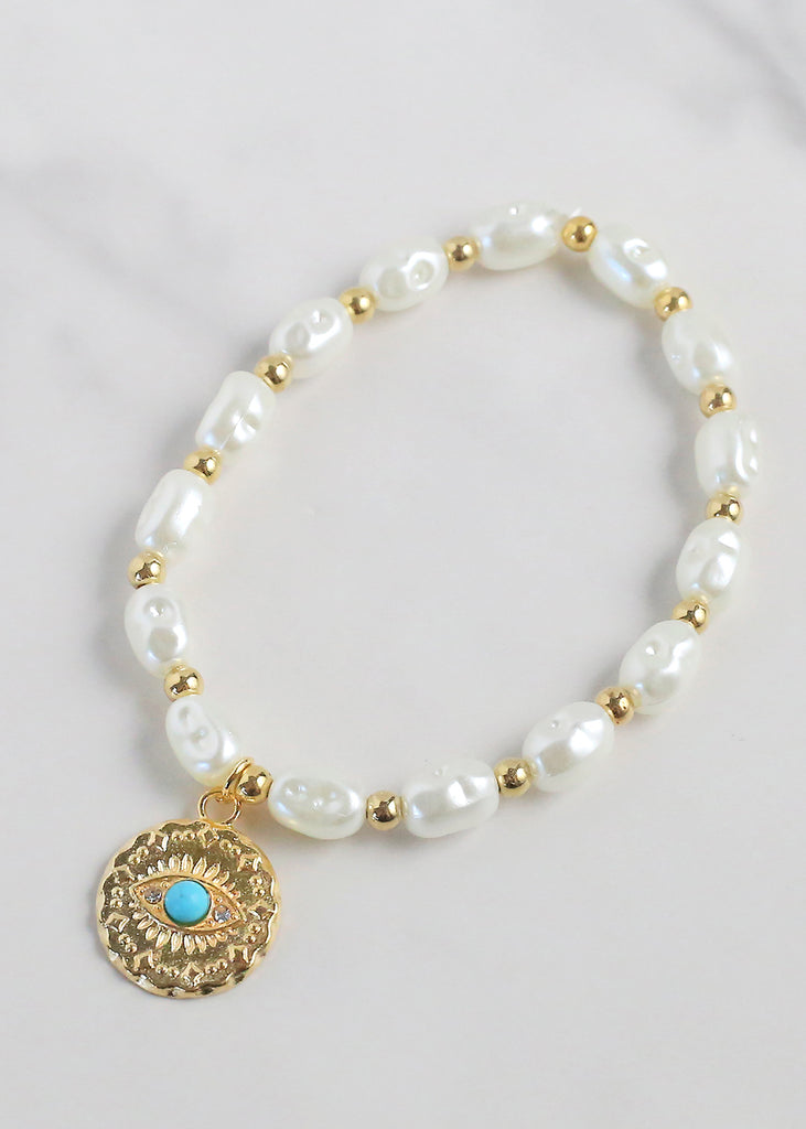 Evil Eye + Pearl Bracelet  JEWELRY - Shop Miss A