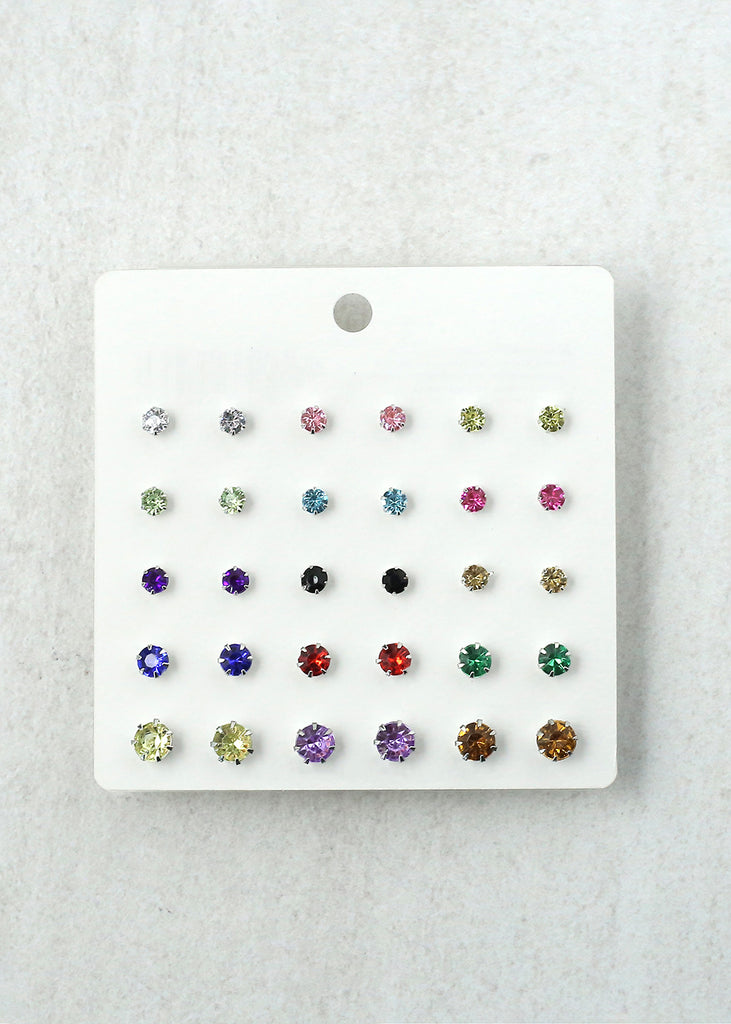 Multicolored Rhinestone Stud Earrings  JEWELRY - Shop Miss A