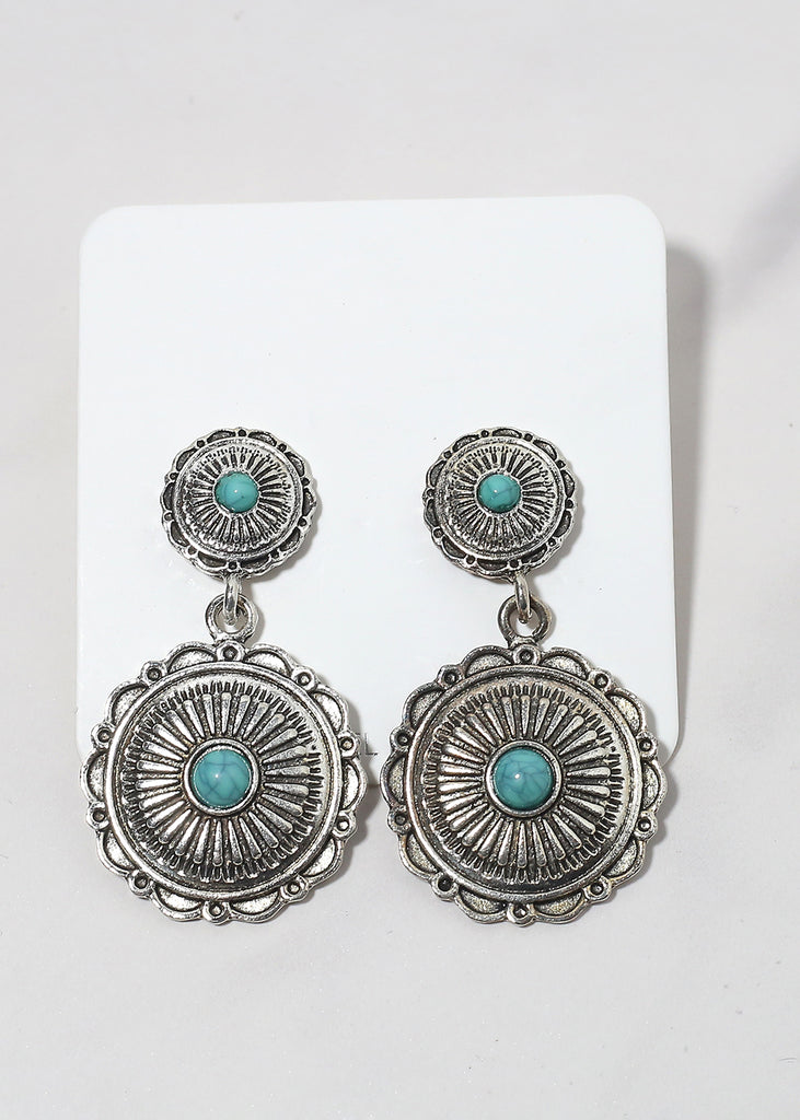 Turquoise Circle Drop Earrings  JEWELRY - Shop Miss A