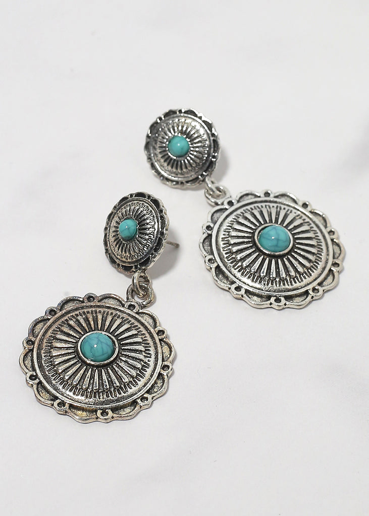 Turquoise Circle Drop Earrings  JEWELRY - Shop Miss A