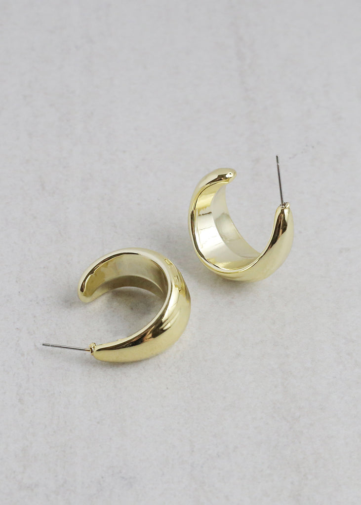 Thick Half Hoop Earrings Gold JEWELRY - Shop Miss A