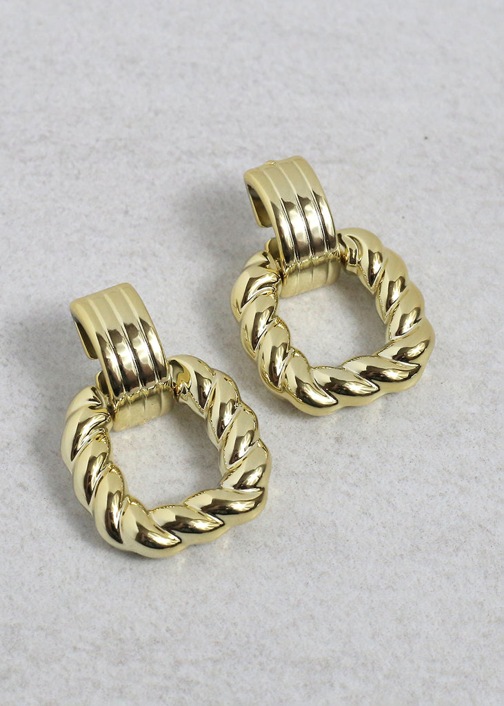 Twisted Bold Earrings Gold JEWELRY - Shop Miss A