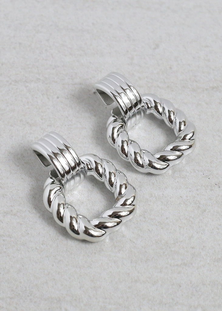 Twisted Bold Earrings Silver JEWELRY - Shop Miss A