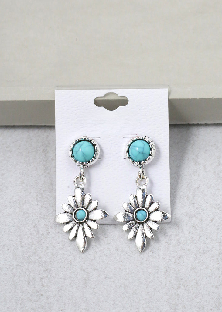 Dangling Flower Earrings Blue JEWELRY - Shop Miss A