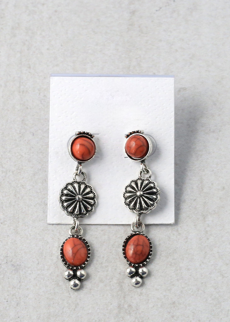 Dangling Drop Earrings - Gemstones Coral JEWELRY - Shop Miss A