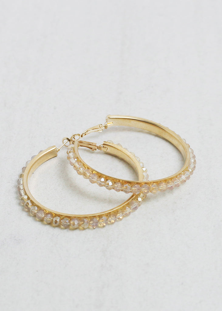 Boho Crystal Bead Hoops Gold JEWELRY - Shop Miss A