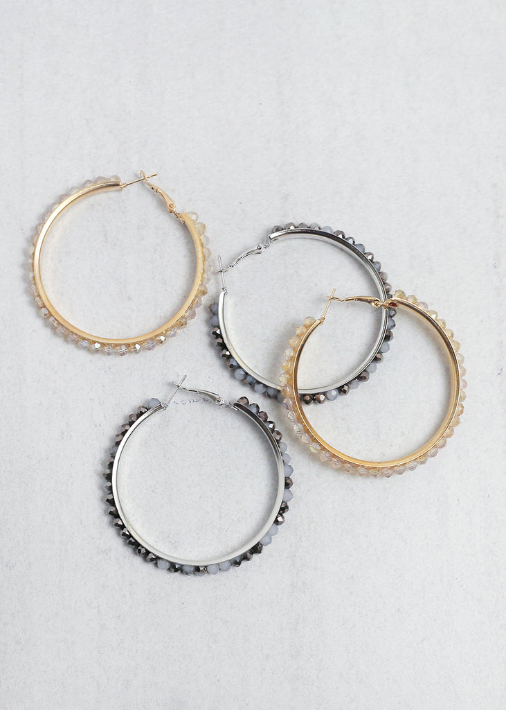 Boho Crystal Bead Hoops  JEWELRY - Shop Miss A