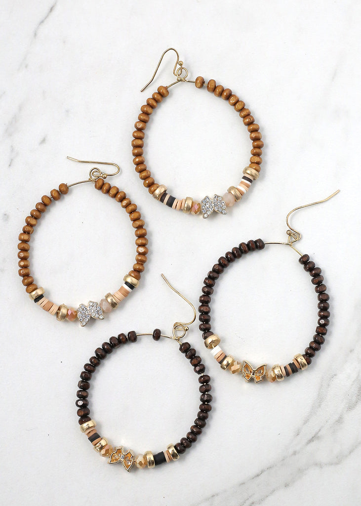 Beaded Hoops with Butterfly  JEWELRY - Shop Miss A