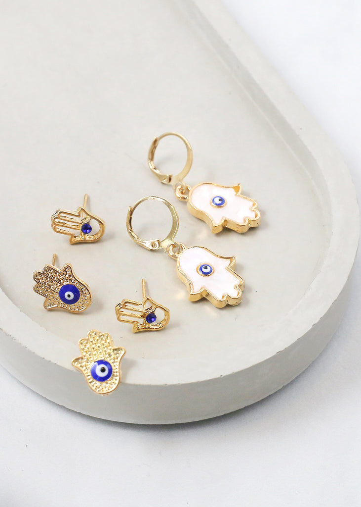 3 Pair Hamsa Hand + Evil Eye Earrings  JEWELRY - Shop Miss A