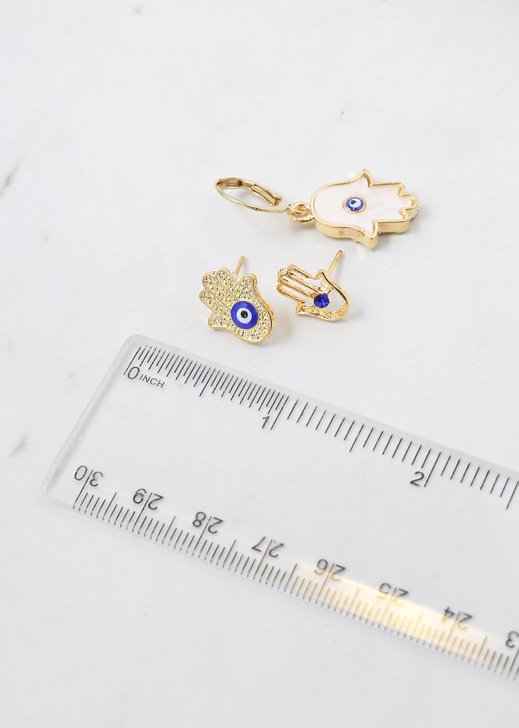 3 Pair Hamsa Hand + Evil Eye Earrings  JEWELRY - Shop Miss A