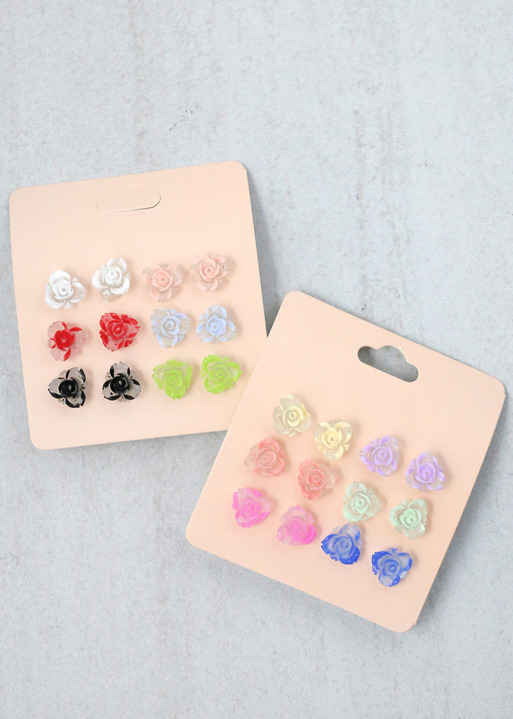 Glow in the Dark Earrings - 6 Pair Rose  JEWELRY - Shop Miss A