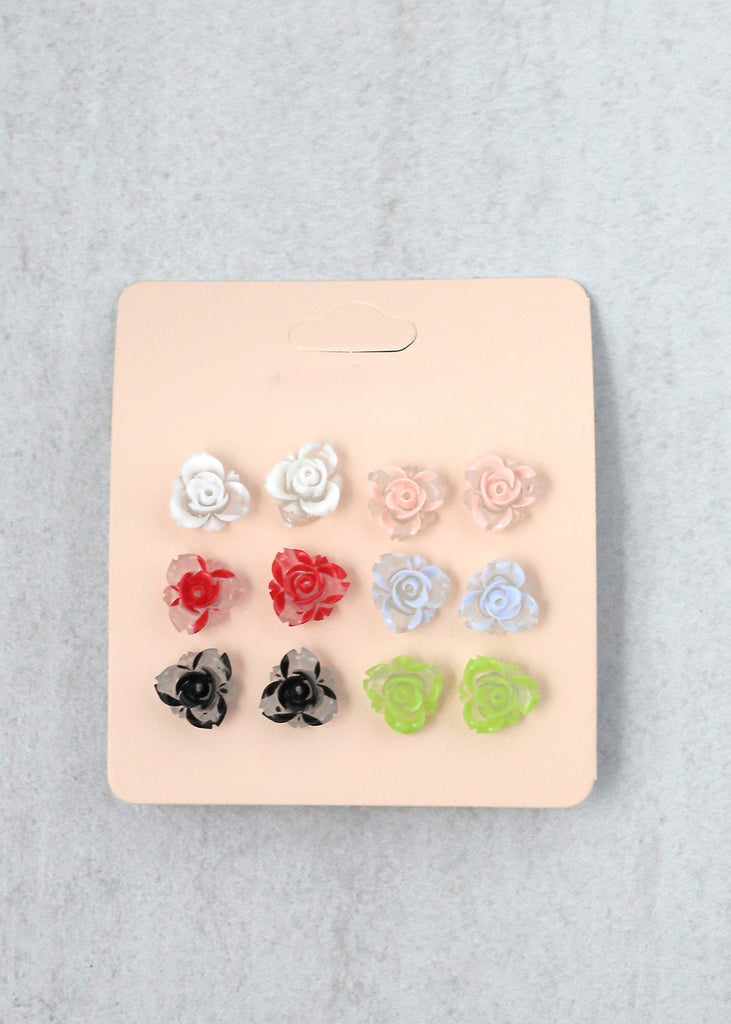 Glow in the Dark Earrings - 6 Pair Rose Style #1 JEWELRY - Shop Miss A