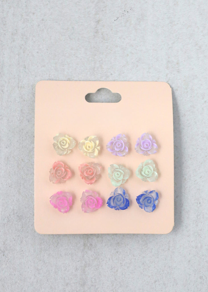 Glow in the Dark Earrings - 6 Pair Rose Style #2 JEWELRY - Shop Miss A