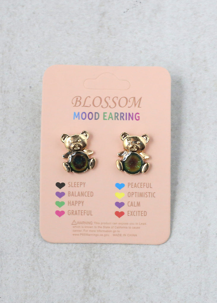 Mood Earrings - Teddy Bear Gold JEWELRY - Shop Miss A