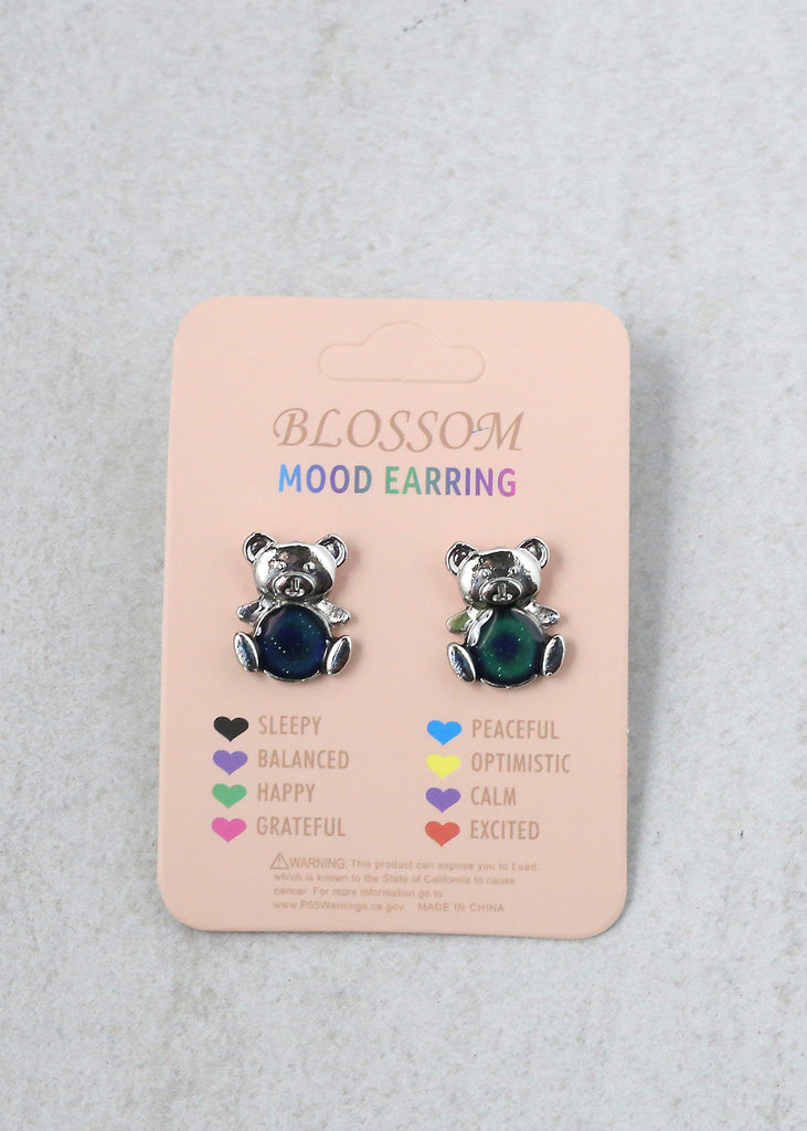 Mood Earrings - Teddy Bear SIlver JEWELRY - Shop Miss A