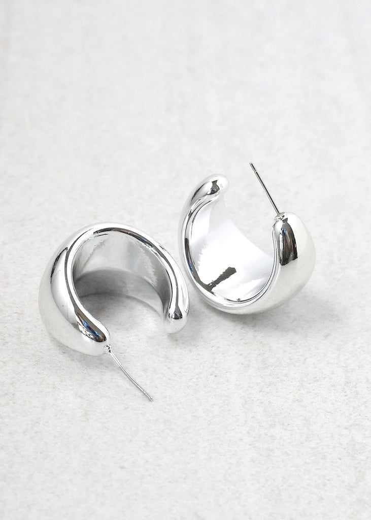 Thick Open Hoop Stud Silver JEWELRY - Shop Miss A