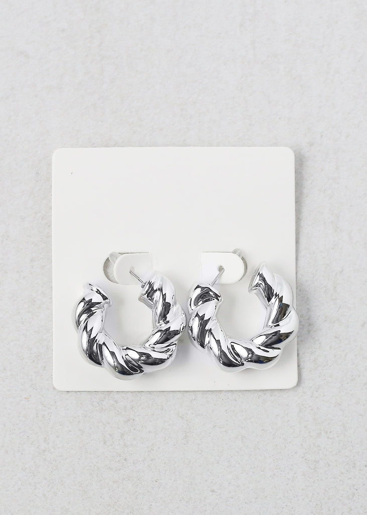 Twisted Open Hoop Earring Silver JEWELRY - Shop Miss A