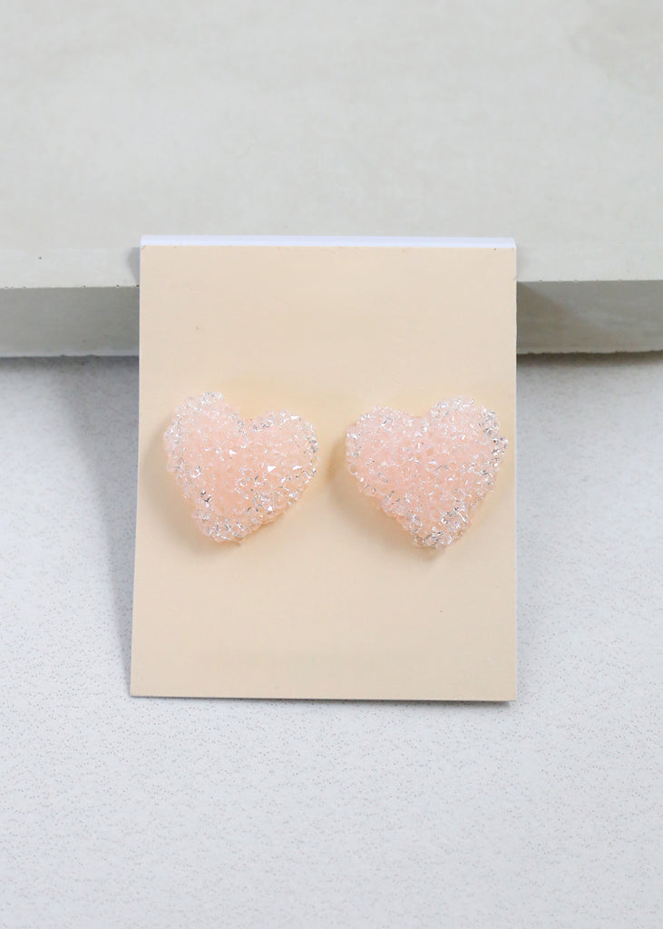 Crystalized Heart Earrings Pink JEWELRY - Shop Miss A