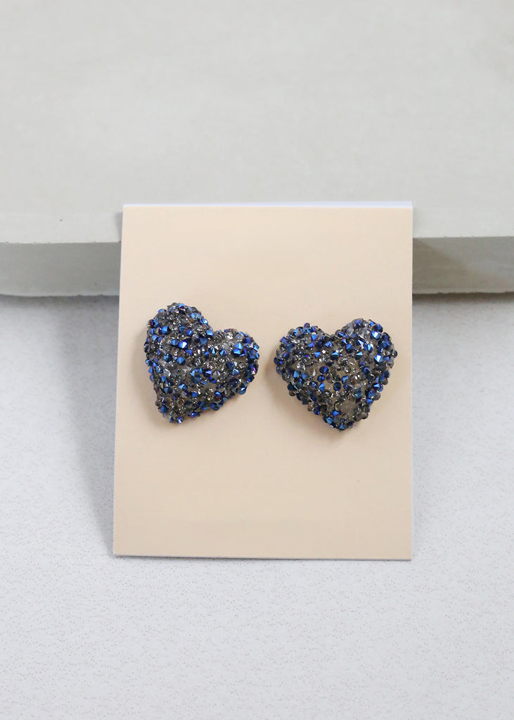 Crystalized Heart Earrings Blue JEWELRY - Shop Miss A