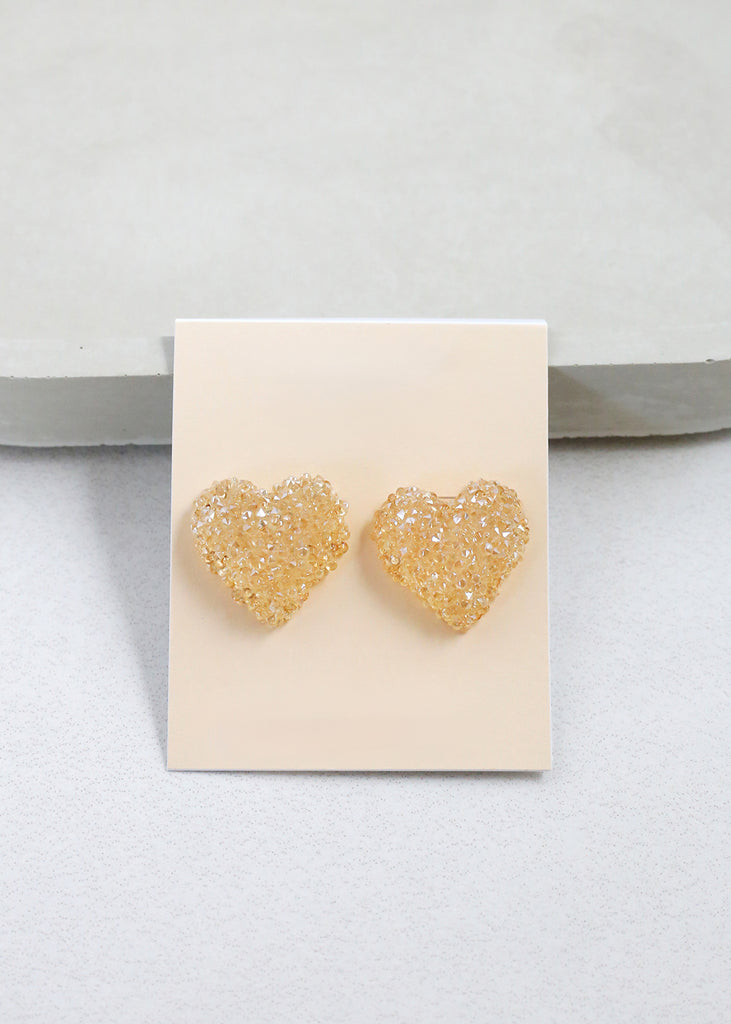 Crystalized Heart Earrings Honey JEWELRY - Shop Miss A