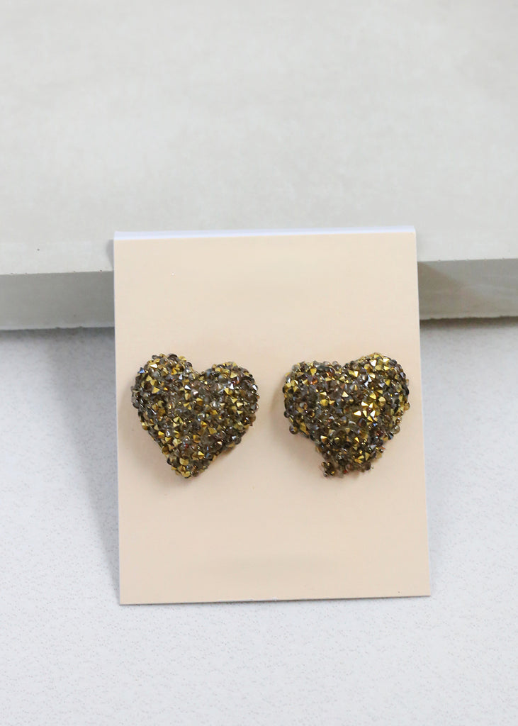 Crystalized Heart Earrings Gold JEWELRY - Shop Miss A