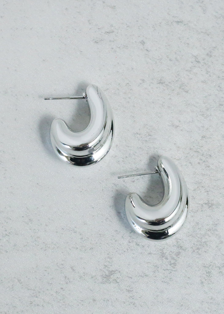 Statement Half Hoop Earring Silver JEWELRY - Shop Miss A