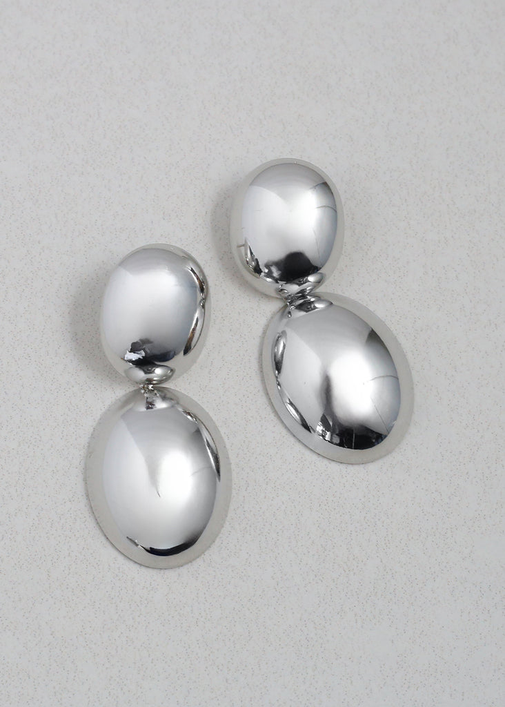 Oval Drop Earrings Silver JEWELRY - Shop Miss A