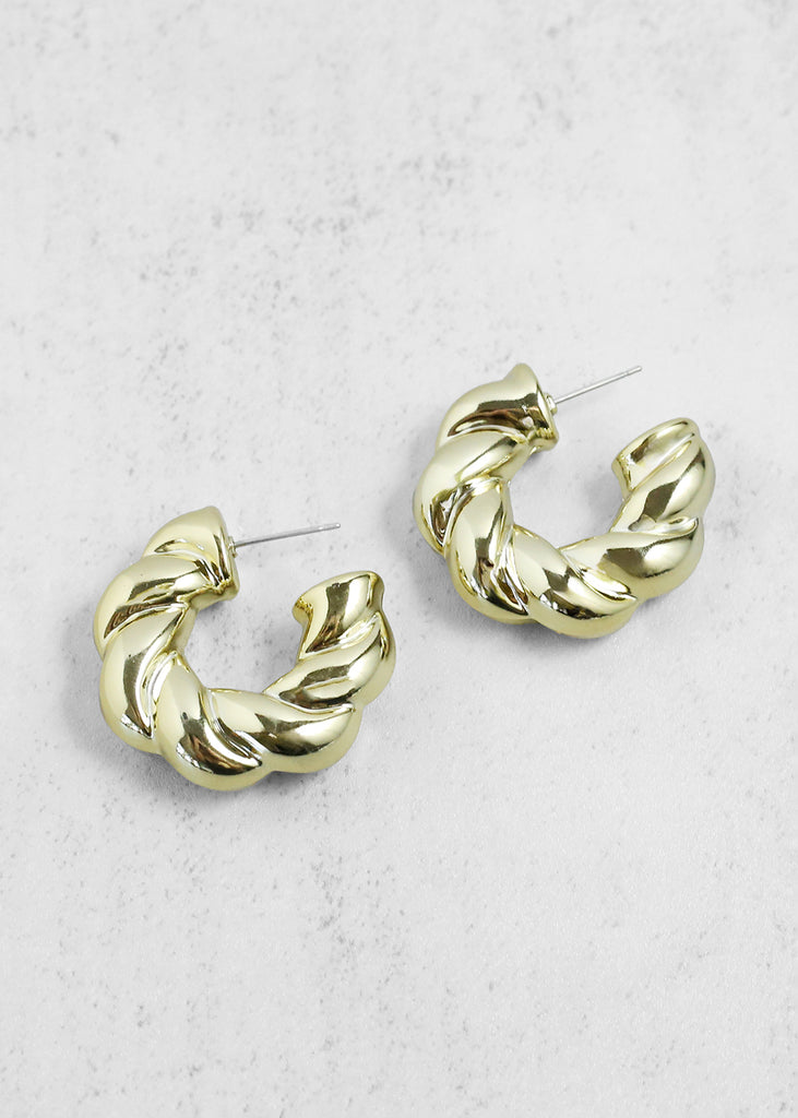 Twisted Open Hoops Gold JEWELRY - Shop Miss A