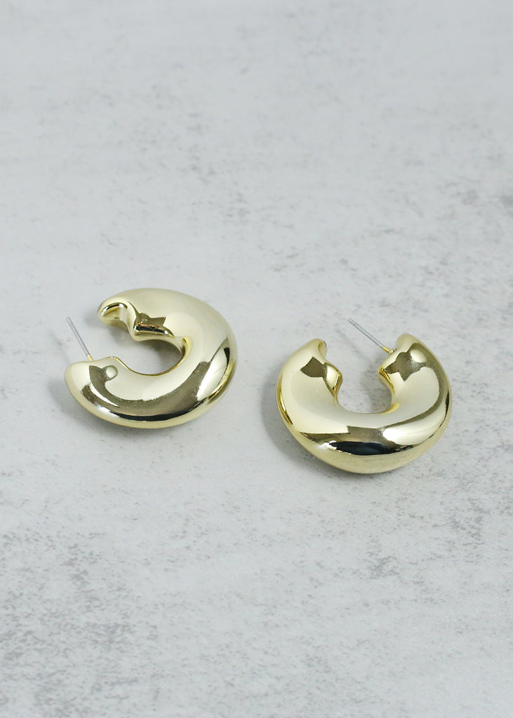 Open Wavy Hoop Earring Gold JEWELRY - Shop Miss A