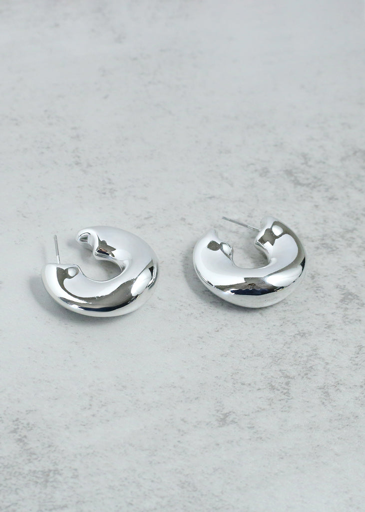 Open Wavy Hoop Earring Silver JEWELRY - Shop Miss A