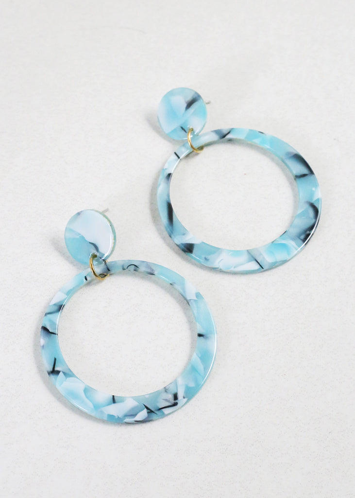 Trendy Marbled Resin Hoop Earrings Blue JEWELRY - Shop Miss A