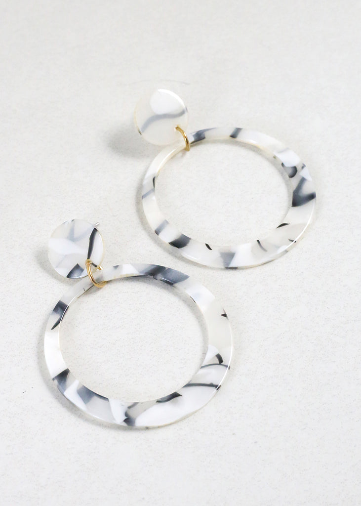 Trendy Marbled Resin Hoop Earrings White JEWELRY - Shop Miss A