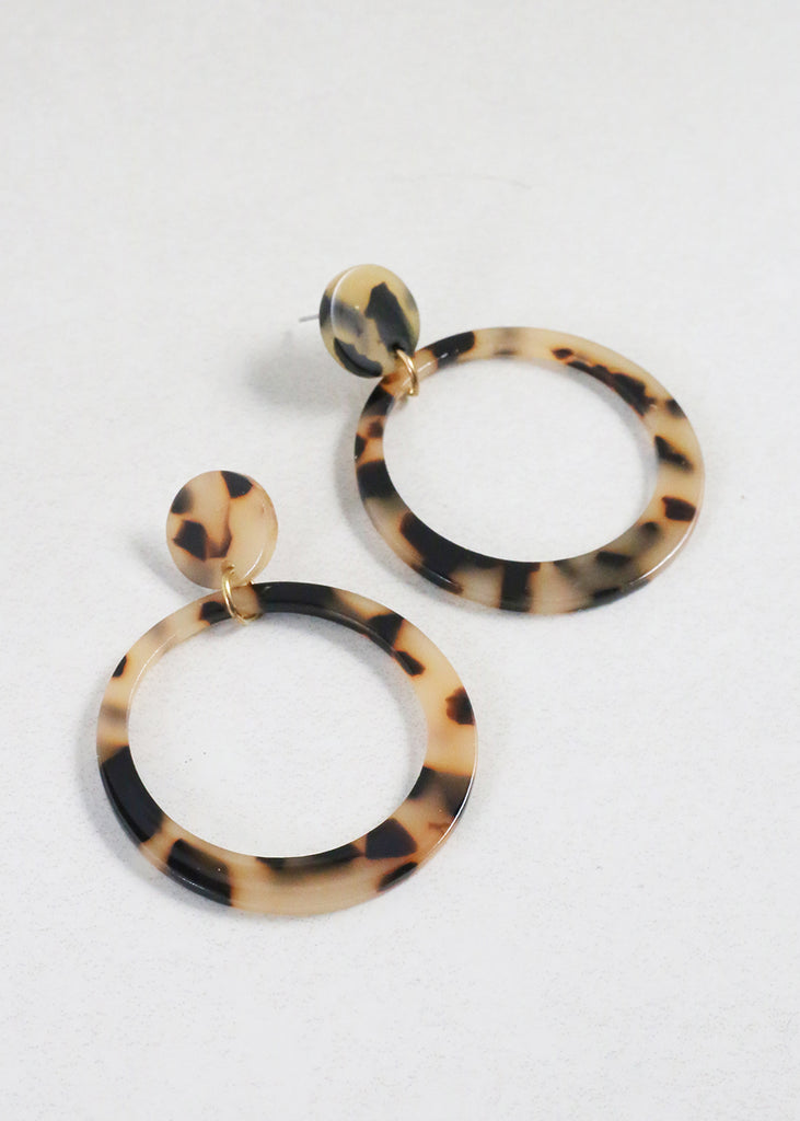 Trendy Marbled Resin Hoop Earrings Cream JEWELRY - Shop Miss A