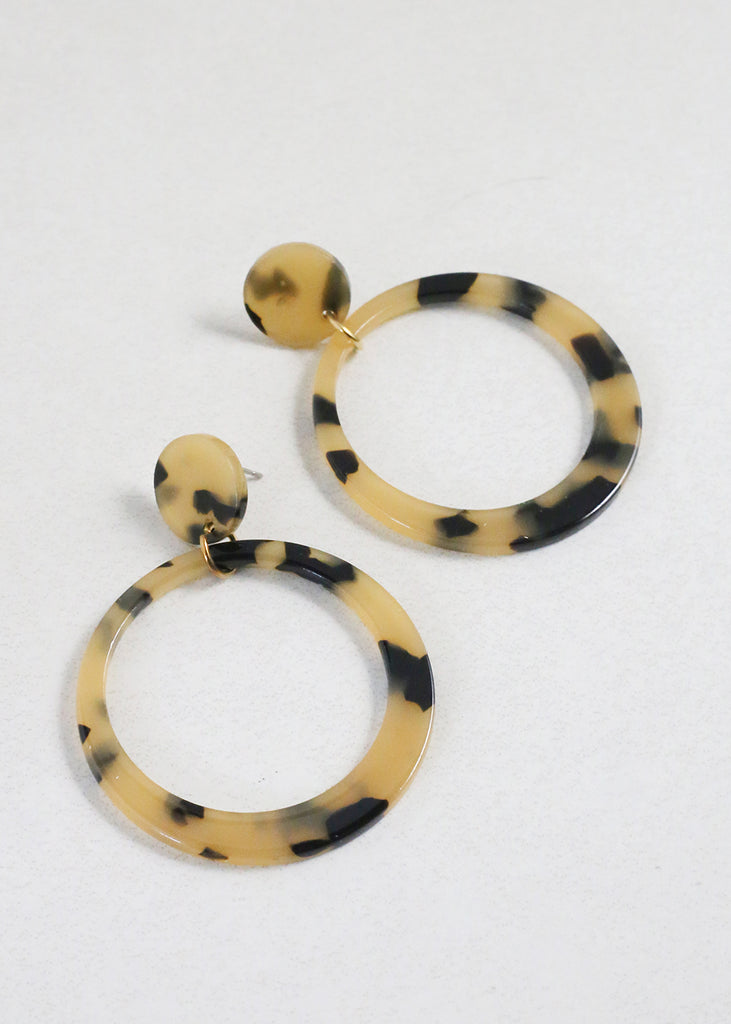 Trendy Marbled Resin Hoop Earrings Beige JEWELRY - Shop Miss A