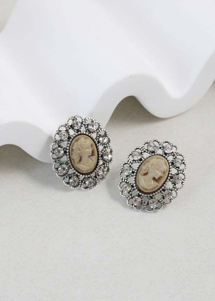 Vintage-Inspired Cameo Earrings Brown JEWELRY - Shop Miss A