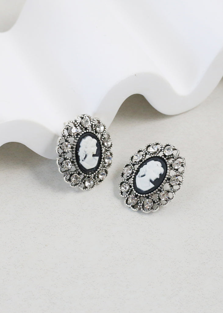 Vintage-Inspired Cameo Earrings Black JEWELRY - Shop Miss A